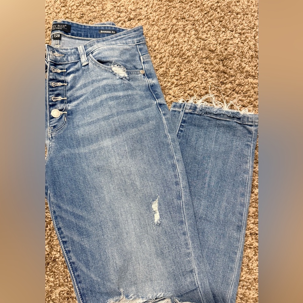 Judy Blue Boyfriend Fit Distressed Button Fly Jeans Size 7/28